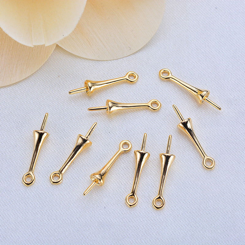 100 pinces à pince 14K GF pendentif connecteur supérieur à moitié percé perle vierge