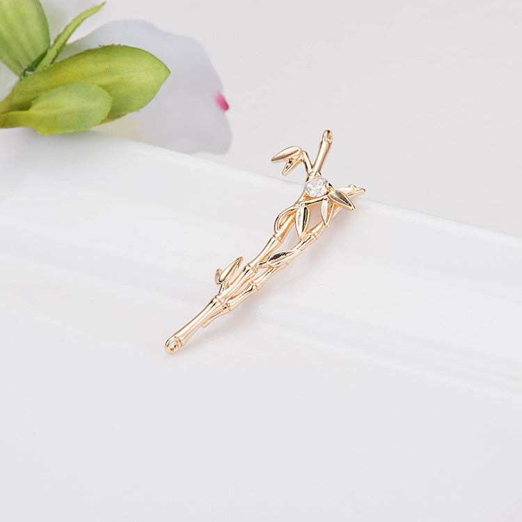 2 pendentifs à breloques en forme de branche de bambou ornés de strass 14K GF