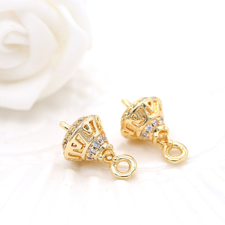 2 cônes pendentif à breloque strass embelli 14K GF perle semi-percée perle vierge