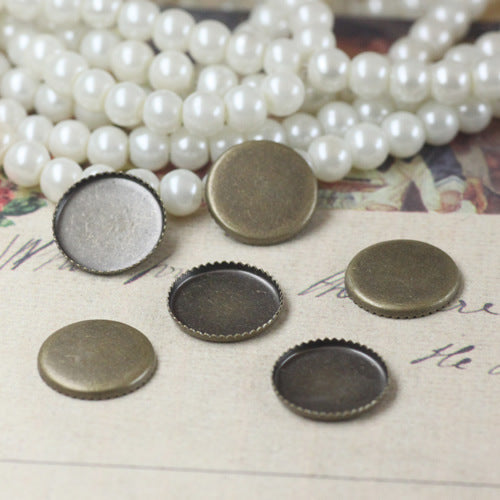 100 Serrated Edge Bezel Cup Charm Flat Back Settings Antique Bronze 8mm - 30mm Round Cabochon Rhinestone Zircon Gemstone Blank Base