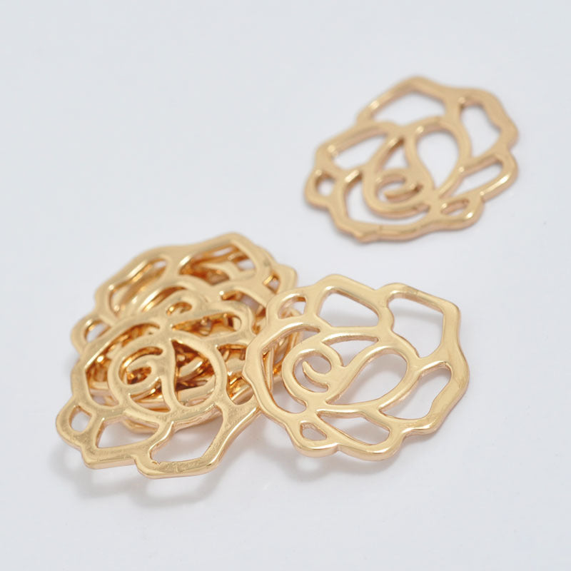 20 pendentif à breloque pièce florale rose creuse 14K GF