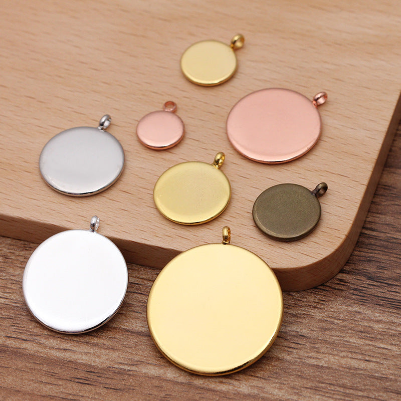 50 Vertical Loop Bezel Cup Charm Pendant 18KGP 10mm 12mm 14mm 16mm 18mm 20mm Round Cabochon Blank Base Gemstone Setting