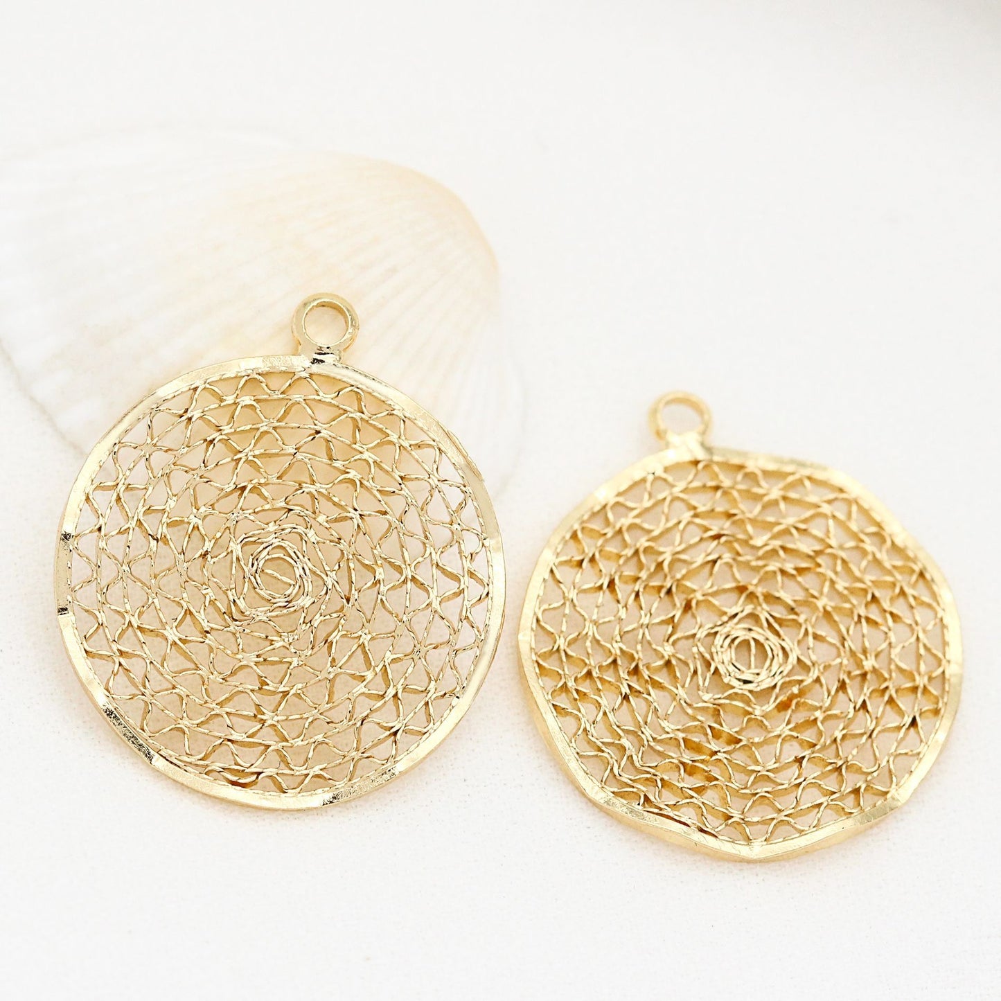 10 pendentif à breloque rond creux 14K GF