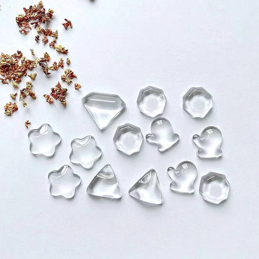 Bulk 100 Diamond Plum Glove Octagon Triangle Boot Bear Butterfly Pentagon Clear Dome Transparent Glass Cabochon Flat Back Magnify Inserts