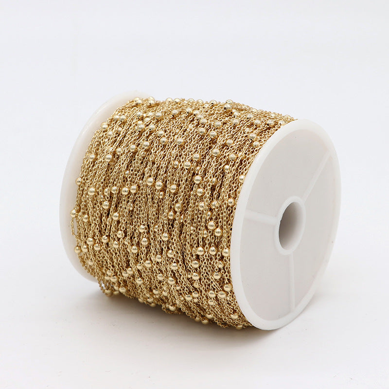 Chaîne fine à maillons carrés et ronds perlés de 2 mètres, 14K GF