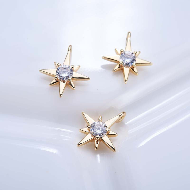 Pendentif à breloque 20 étoiles orné de strass 14K GF