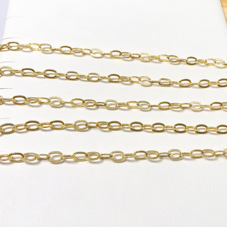 2 Meters Carving Oval Link Cable Chain 14K GF