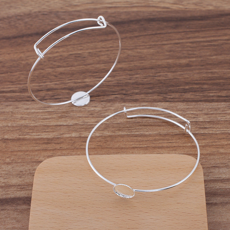 10 gezackte Kanten, schlichter, verstellbarer Kreis-Armreif, 18 kg, 12 mm, runde Cabochon-Rohlingsbasis, Edelsteinfassung