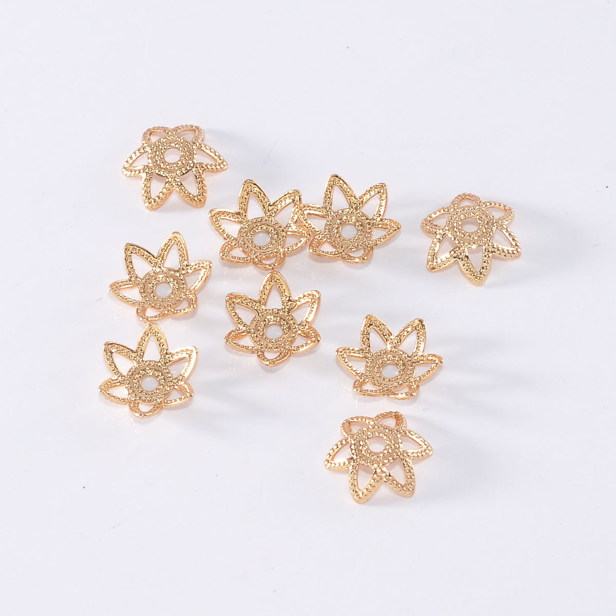 100 Floral Bead Cap Cup 14K GF Charm Beadwork Spacer