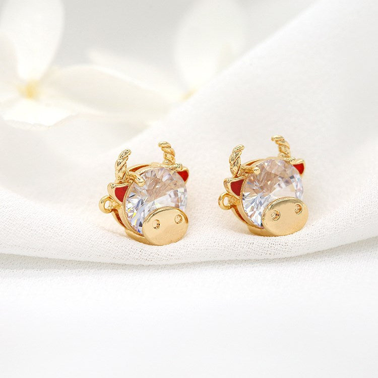2 connecteurs de charme de taureau à double boucle ornés de strass 14K GF