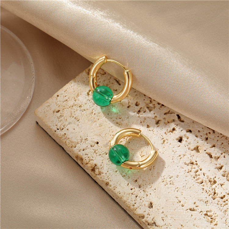 4 boucles d'oreilles créoles en perles d'agate 14K GF