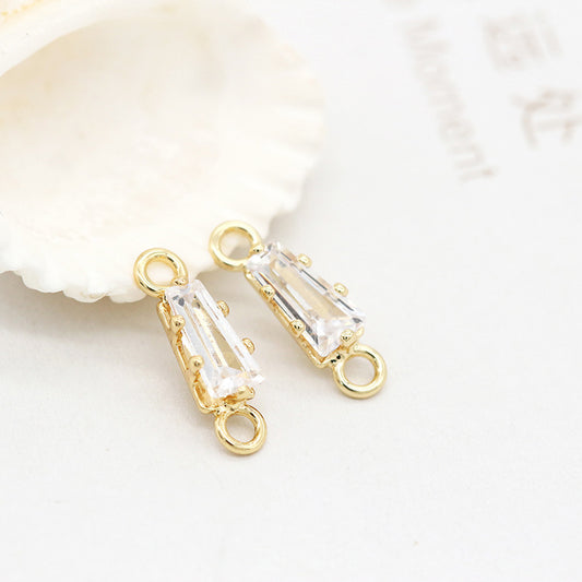 10 doppelt geschlungene Trapez-Charm-Verbindungsstücke mit Strasssteinen, verziert aus 14-karätigem GF