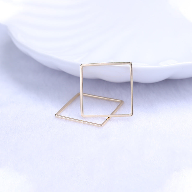 2 Plain Square Circle Charm Pendant 14K GF 25x25mm