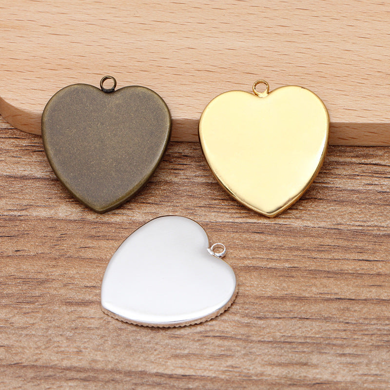 50 Serrated Edge Bezel Cup Charm Pendant Silver Plated 25x25mm Heart Cabochon Blank Base Gemstone Setting