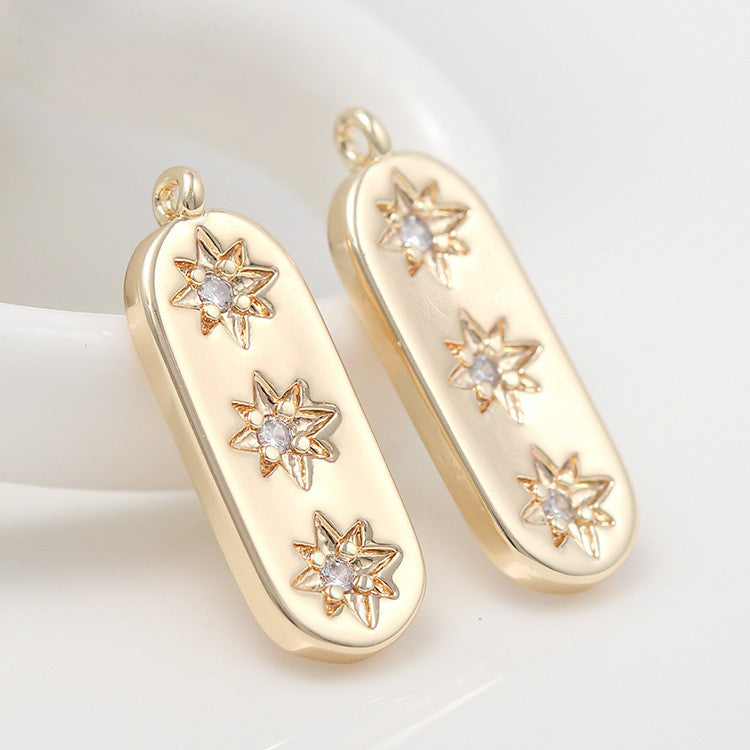 10 pendentif à breloque barre étoile oblongue orné de strass 14K GF