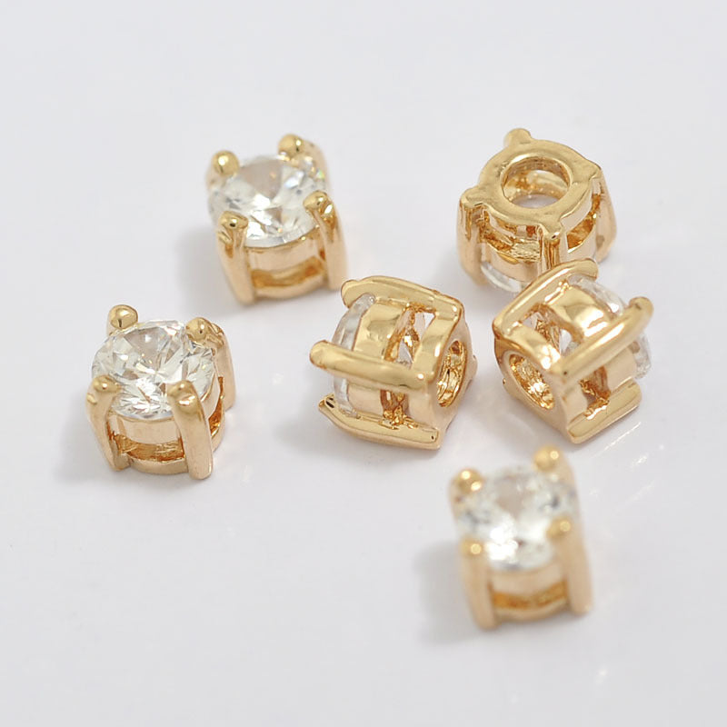 20 pendentifs à breloques en pierre ronde ornés de strass 14K GF