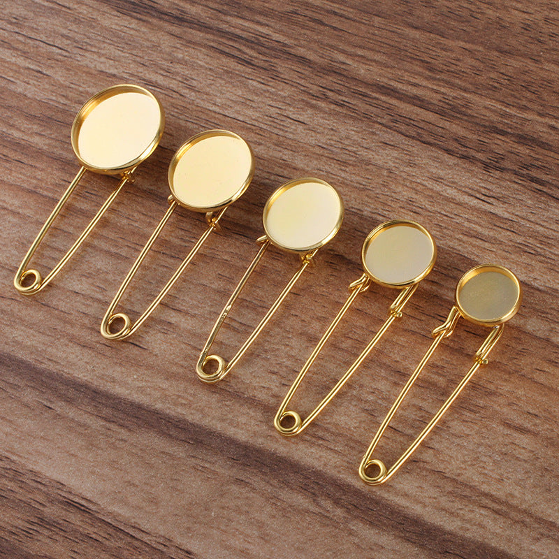 50 lunette tasse broche sûre 18KGP 12mm 14mm 16mm 18mm 20mm cabochon rond Base vierge réglage de pièce de pierre précieuse