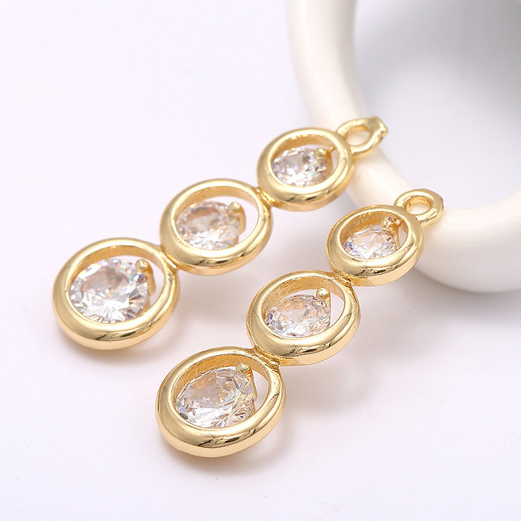 Pendentif à breloque 2 tours orné de strass 14K GF