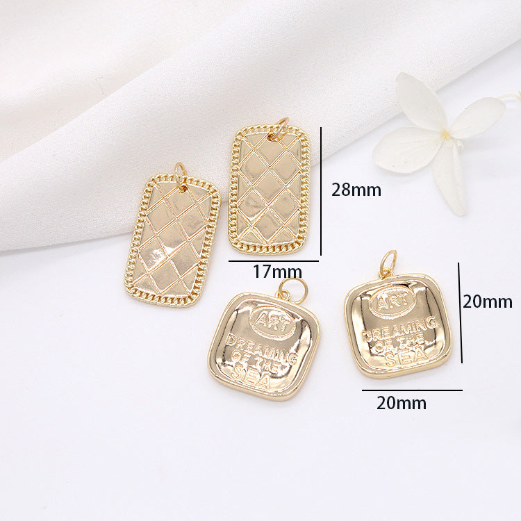 2 pendentifs à breloques carrés rectangulaires 14K GF