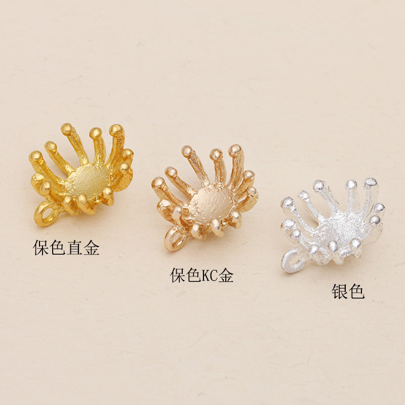 100 filigrane florale Charm-Anhänger, 18 kg, 15 mm, rund, nicht poröse Perlen, blanke Basis, Edelstein-Perlenfassung