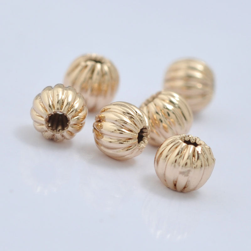 100 breloques rondes en perles de citrouille 14K GF entretoise de perles
