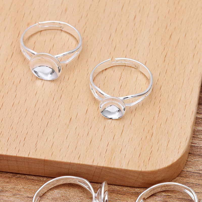 200 Openable Circle Ring 18KGP 8mm 10mm Round Nonporous Bead Blank Base Gemstone Setting