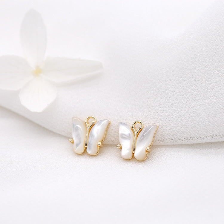 2 papillons en résine strass embelli pendentif à breloque bague de déclaration 14K GF