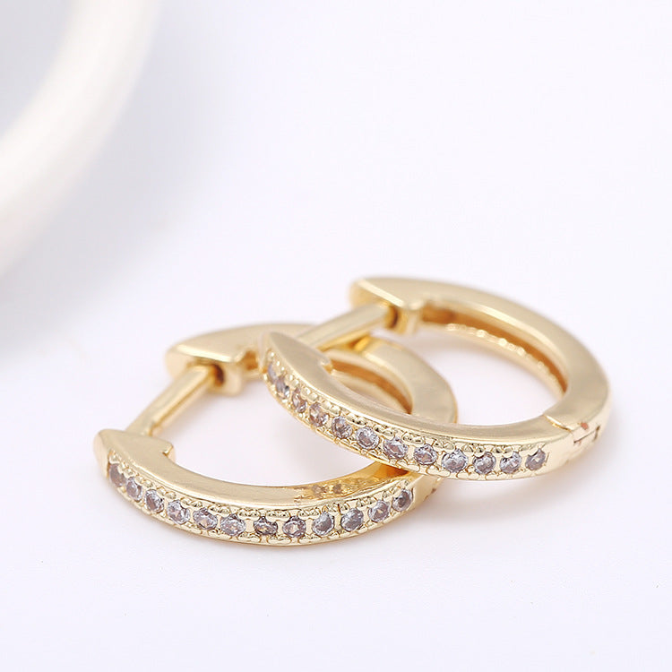 4 boucles d'oreilles créoles unies pendentif à breloque arc-en-ciel orné de strass 14K GF boucle d'oreille