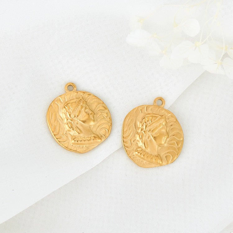 Pendentif à breloque pièce de monnaie 2 portraits 14K GF