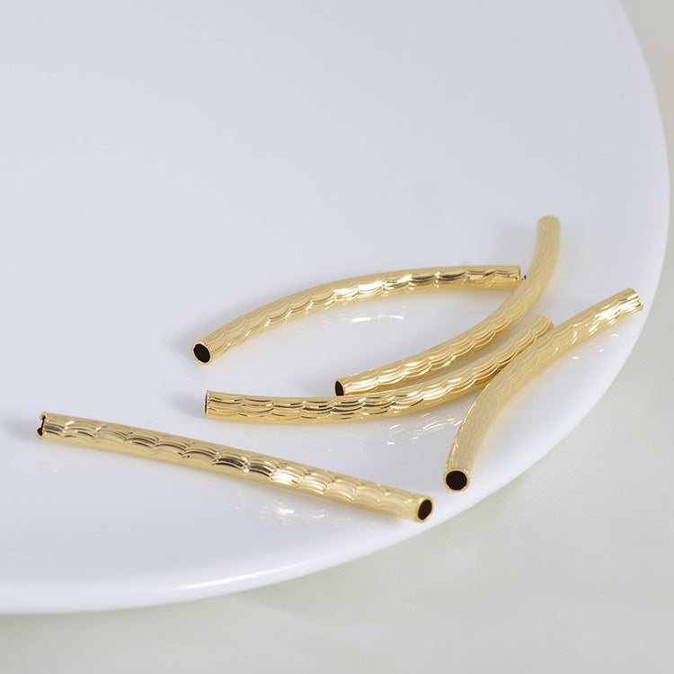 20 perles de charme de tuyau sculpté courbé 14K GF entretoise de perles
