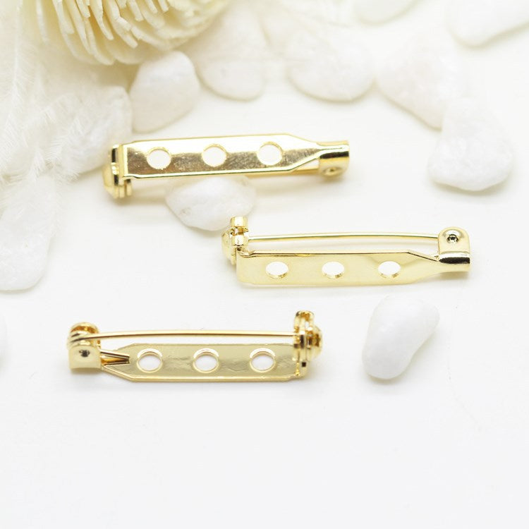 2 broches de sécurité simples 14K GF Surface plate Cabochon vierge