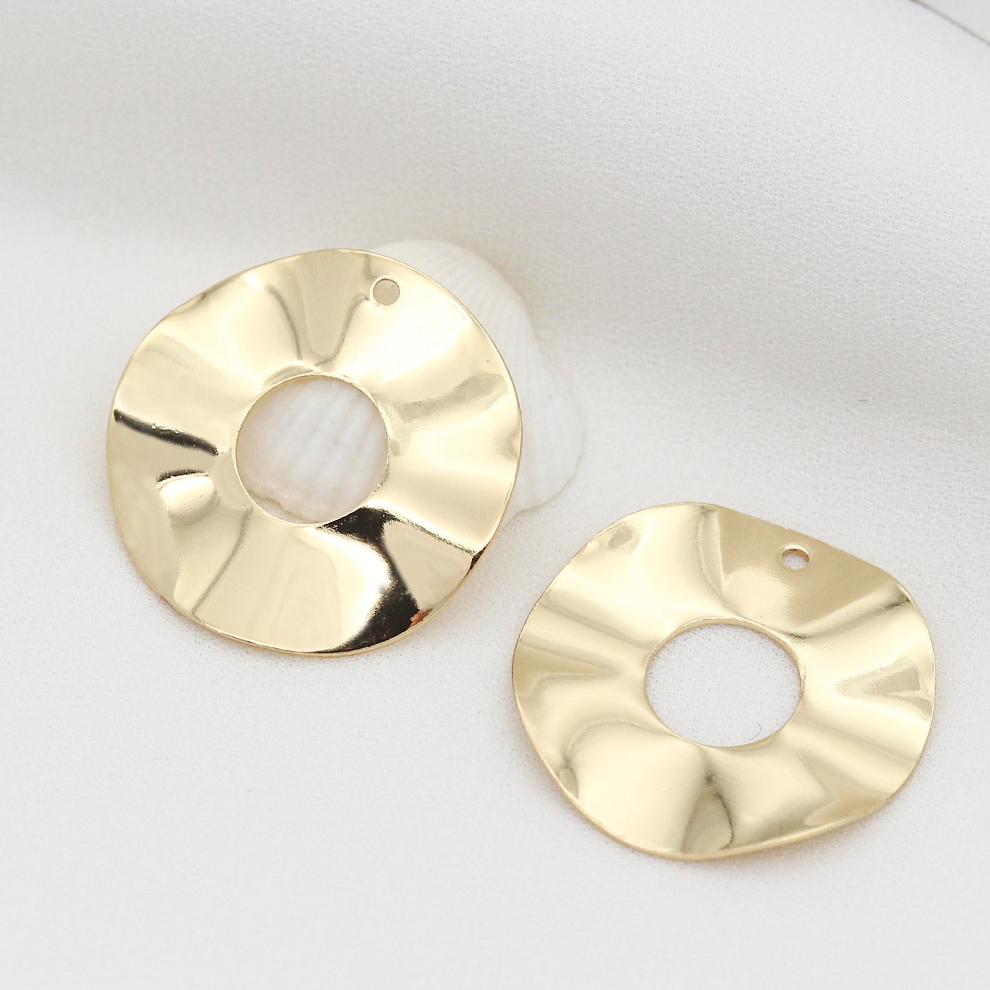 Pendentif à breloque 2 cercles ronds incurvés 14K GF