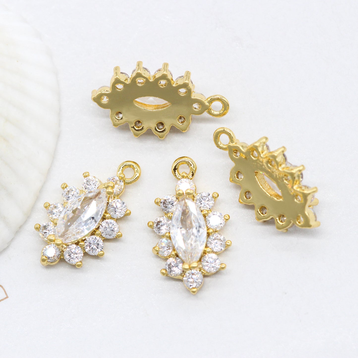 20 minuscules pendentifs à breloque olive strass embellis 14K GF