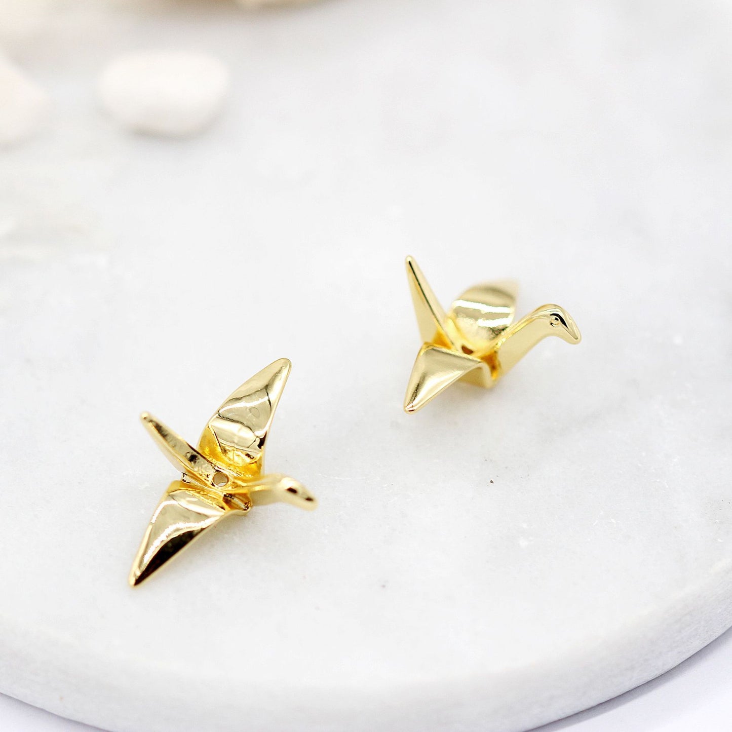 10 Origami Grue Perle Charme 14K GF Perles Entretoise
