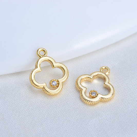 20 pendentif à breloque cercle floral orné de strass 14K GF