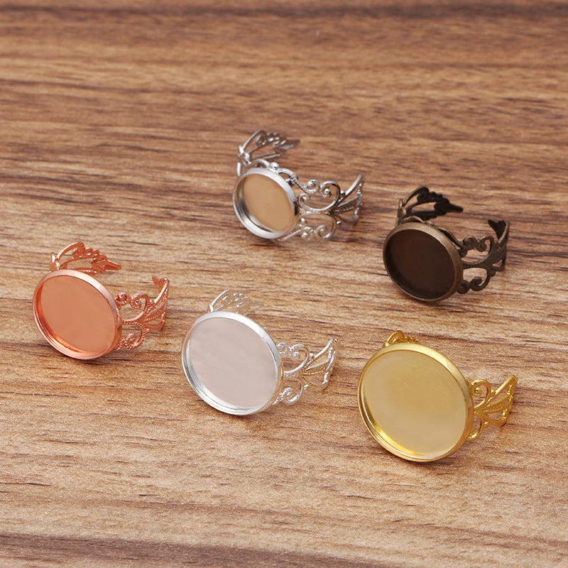 20 lunette coupe filigrane anneau ouvert cercle 18KGP 12mm 14mm 16mm 18mm 20mm cabochon rond Base vierge réglage de pierres précieuses