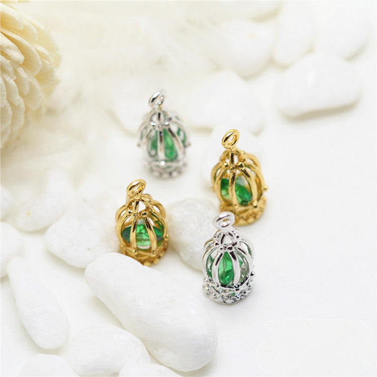 20 pendentif à breloque cage à oiseaux orné de strass 14K GF