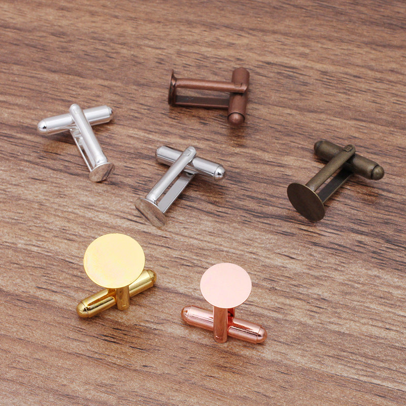 Boutons de manchette à lunette plate, 20 pièces, 18KGP, 6mm, 8mm, 10mm, 12mm, cabochon rond, Base vierge, réglage des pierres précieuses