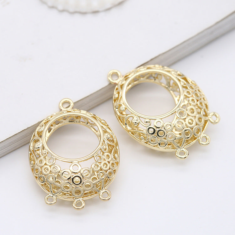 5 hohle, mehrfach geschlungene, florale, ovale Kreis-Charm-Anhänger aus 14 Karat GF