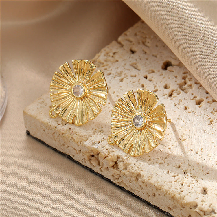 4 boucles d'oreilles florales avec boucle en émail époxy 14K GF strass embellies
