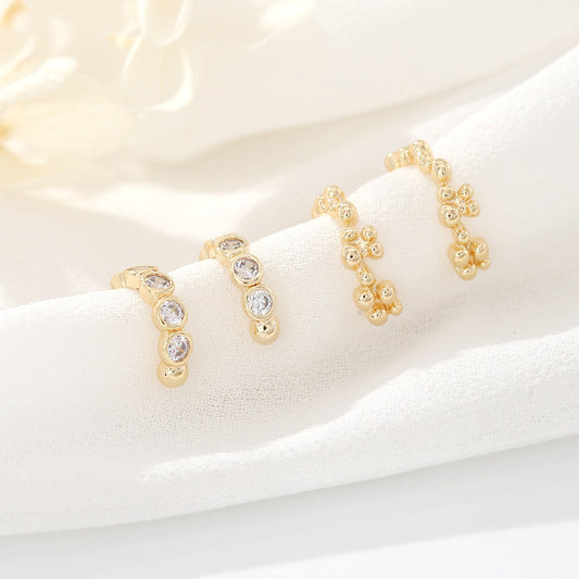 4 Perlen-Ohrklemmen, Kletterohrring, kein Piercing, mit Strass verziert, 14-Karat-GF-Ohrring