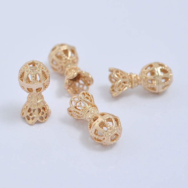 20 perles de vase creuses 14K GF, breloque en cuivre, entretoise de perles