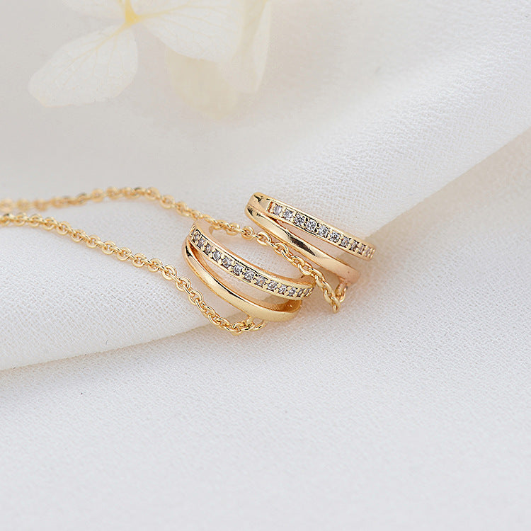 4 Ohrstecker mit offenem Kreis, lange Kabelkette, Einfädler, mit Strasssteinen verziert, 14-Karat-GF-Ohrring