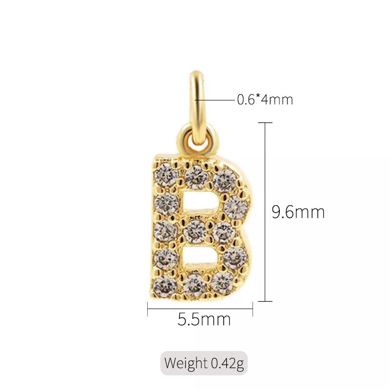 2 minuscules initiales Alphabet AZ Charm Pendentif Strass Embelli 14K GF