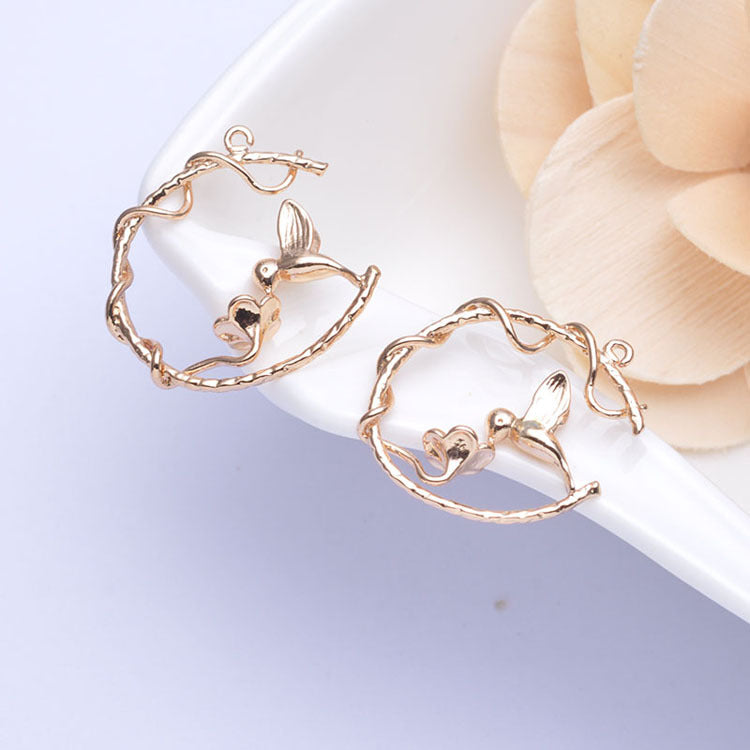 20 pendentif à breloque cercle bourdonnant d'oiseau de vigne 14K GF