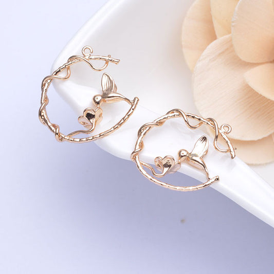 20 pendentif à breloque cercle bourdonnant d'oiseau de vigne 14K GF