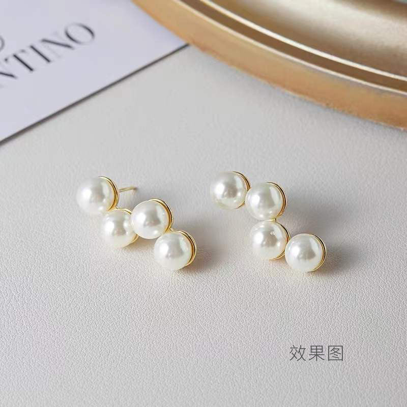 Boucles d'oreilles à tige 4 lignes 14K GF, perles à moitié percées, vierges