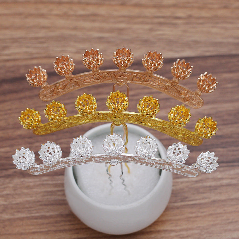10 Bent Multi Floral Charm Hair Fork Hairpin 18KGP 6mm Round Bead Blank Gemstone Beads Setting