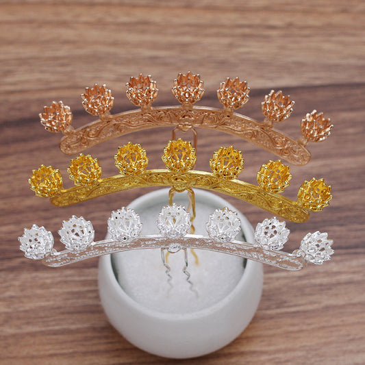 10 Bent Multi Floral Charm Hair Fork Hairpin 18KGP 6mm Round Bead Blank Gemstone Beads Setting