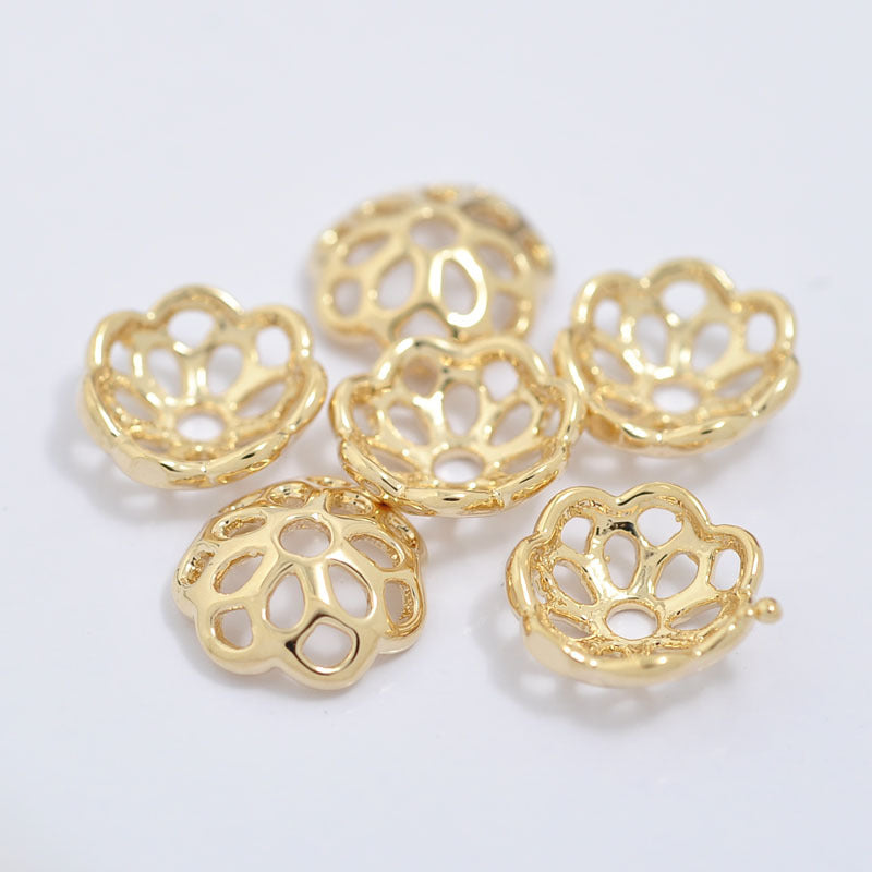 20 capuchons de perles florales, tasse 14K GF, entretoise de perles de charme